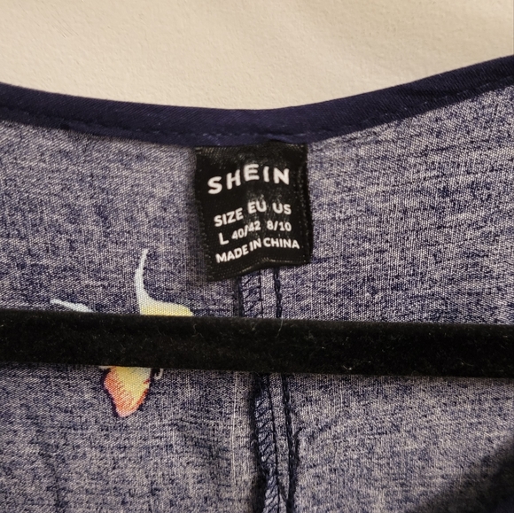 Navy mid-length dress with print - Picture 3 of 3